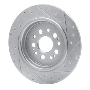 Acura RDX Brake Rotor (1) - Rear Left - R1 Concepts - Drilled & Slotted - Silver - `17-`25